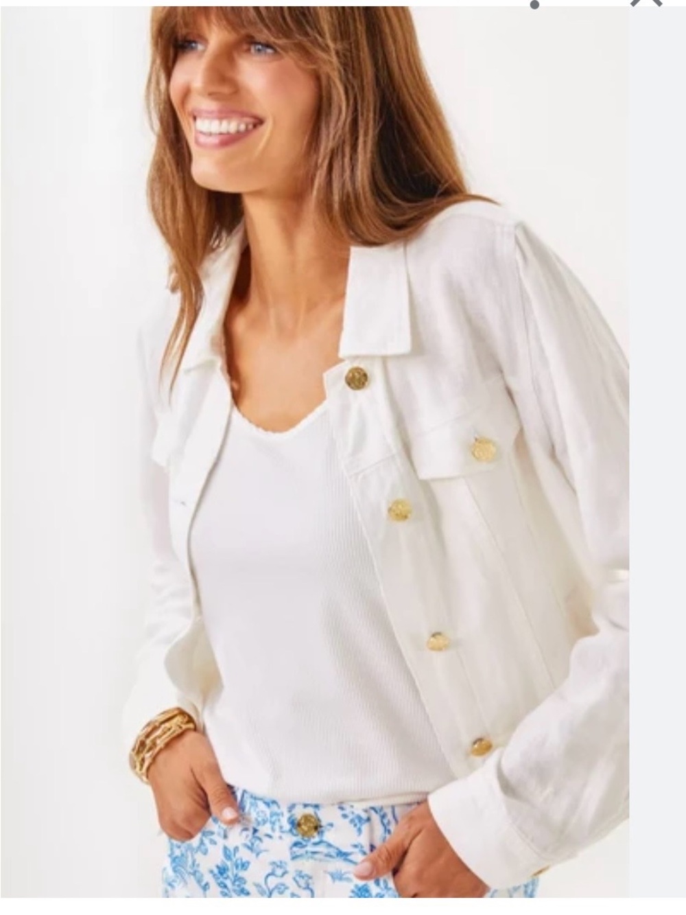 Lilly Pulitzer Seaspray Linen Jacket White XXS current retail $178